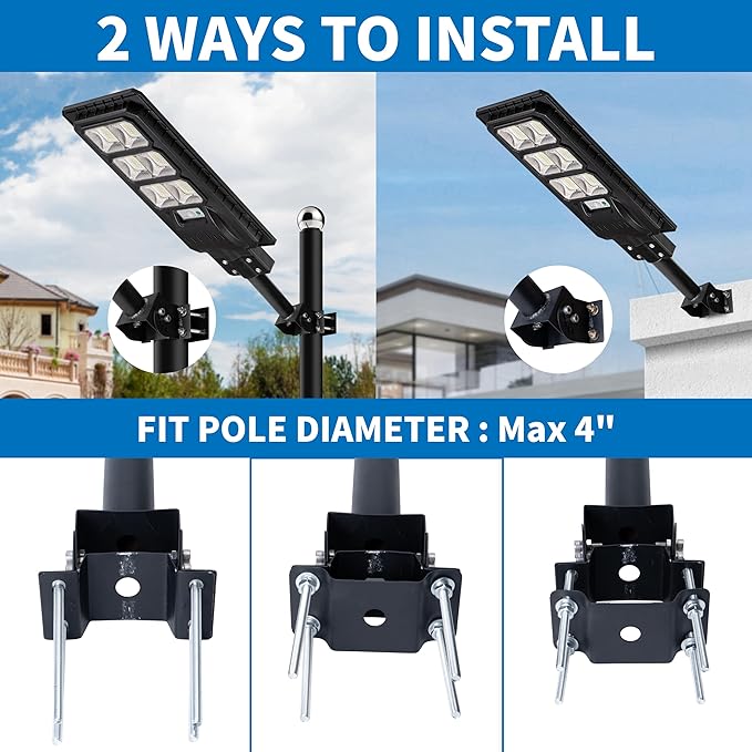 Mounting Brackets Extension Arm for Outdoor Light Fixtures, 9,5" Light Fixture Bracket Pole for Solar Street Lights, Corrosion Resistant Materials Adaptor for Outdoor Flood Light,Parking Lot Lights