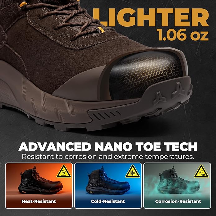 NORTIV 8 Composite Toe Boots for Men – Waterproof Lightweight Non-Slip ASTM F2412-24 & ASTM F2913-24 Safety Work Boots for Warehouse & Construction VaporGuard-Nano