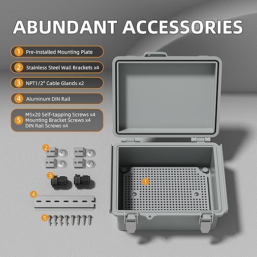 Joinfworld Outdoor Electrical Box Waterproof Junction Box Plastic Outdoor Weatherproof Electrical Enclosure Box Outside 8.7x6.7x4.3