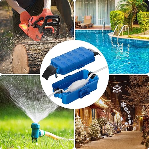 Flemoon [2 Pack] IP55 Small Outdoor Electrical Box Waterproof (Inner 5.9 x 3.2 x 1.8inch), Extension Cord Cover with Detachable Awning Covers for Plug, Outlet, Holiday Lights, Blue