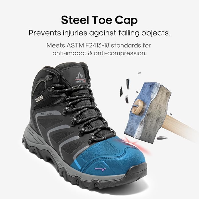 NORTIV 8 Waterproof Work Boots for Men Steel Toe Safety Construction Boots ARMADILLO-STL