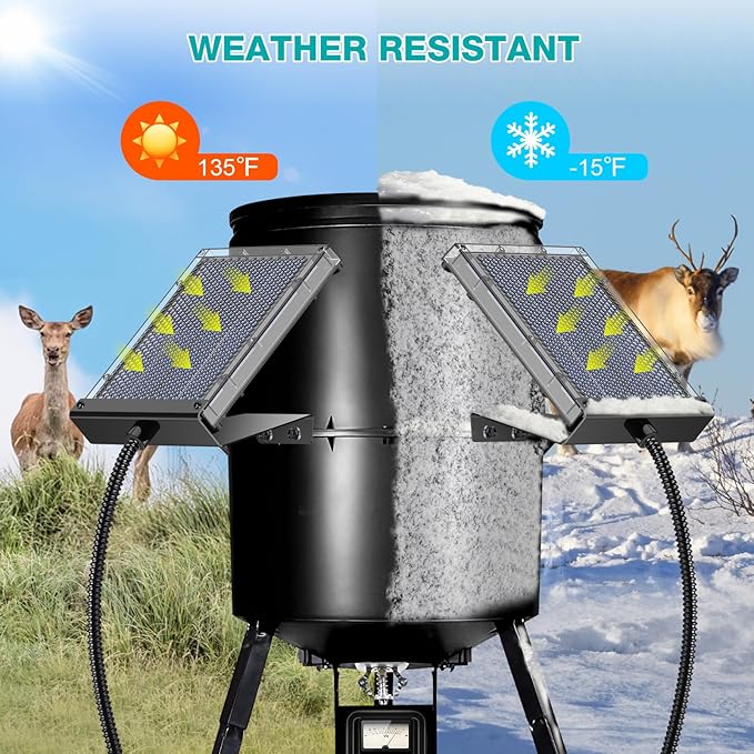Solar Panel for Deer Feeder, 12V Solar Panel Outdoor Hunting Feeder Waterproof, Solar Power Battery Charger 12Volt with Mounting Bracket and Alligator Clip Design for Game Feeder