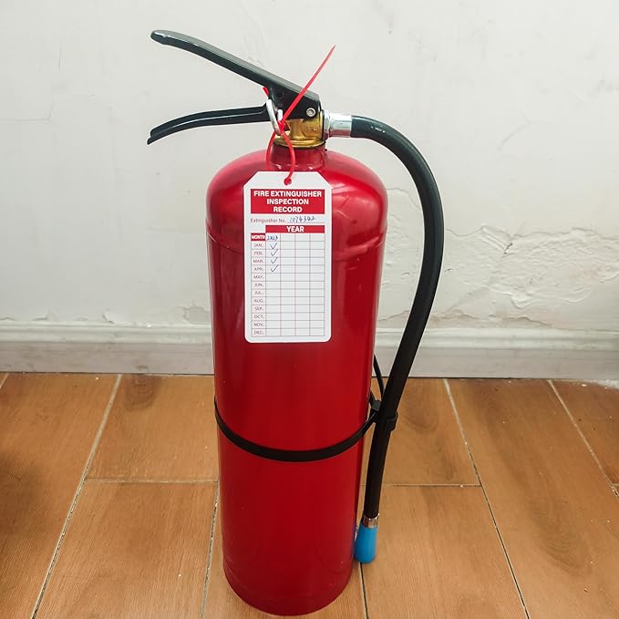 160 Sets Fire Extinguisher Tags with Adjustable Wire Ties Monthly Inspection Record Tags for Indoor Outdoor 4.2 x 2.1 Inch