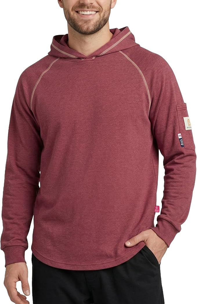 BOCOMAL FR Hooded T Shirts Heather Series 6oz Flame Resistant NFPA2112 CAT2 Fire Retardant Hoodies Work Shirt