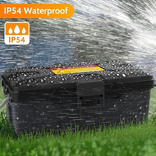 Wowbox Medium Outdoor Electrical Box Waterproof (10.3 x 6X 3.7inch), Black Weatherproof Extension Cord Box w/6 Cable Entry, IP54 Waterproof Outdoor Outlet Covers for Power Strip, Plug