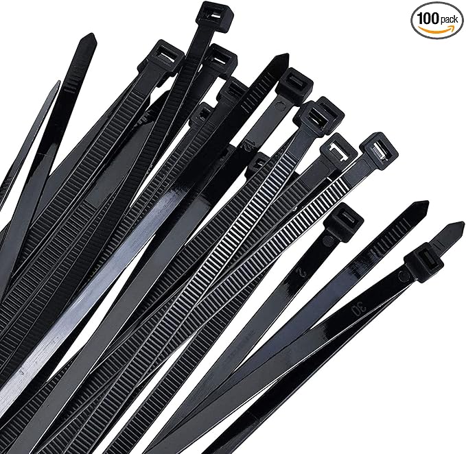 Zip ties 18 inch black Cable ties 100 pcs/Pack outdoor use wire ties with 60 Pounds tensile
