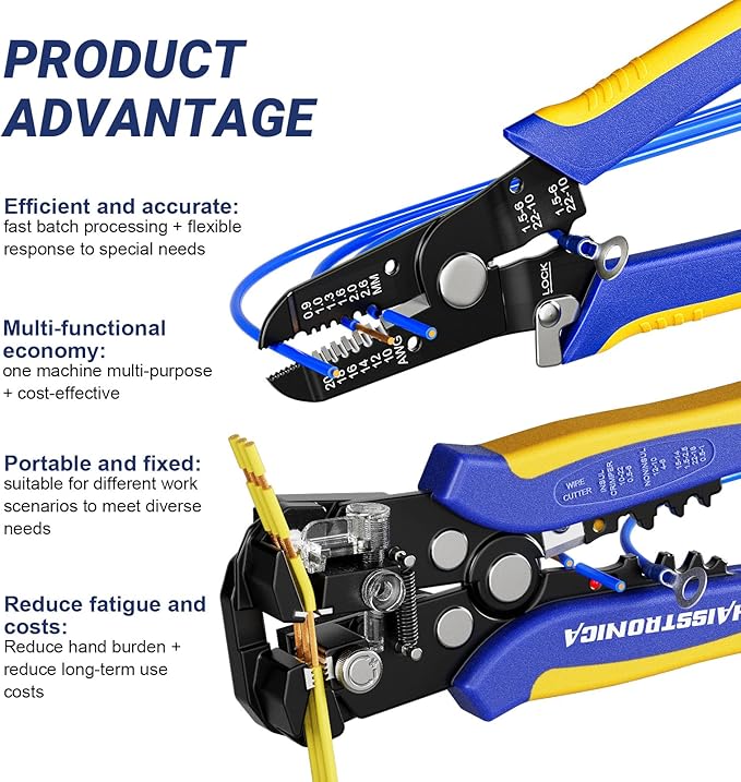 haisstronica Wire Stripper Tool Set, 10-24 AWG Self-Adjusting & Manual, Heavy Duty Electrical Wire Strippers for Electronics Repair, Electrician Wiring, DIY Projects