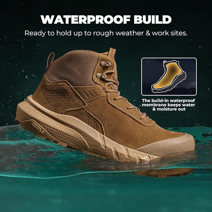 NORTIV 8 Composite Toe Boots for Men – Waterproof Lightweight Non-Slip ASTM F2412-24 & ASTM F2913-24 Safety Work Boots for Warehouse & Construction VaporGuard-Nano