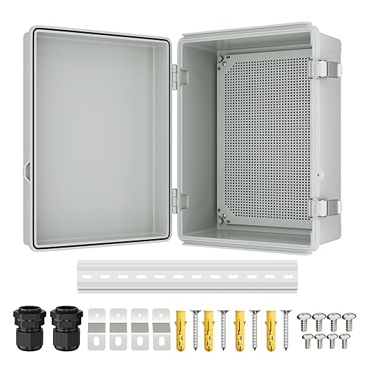Joinfworld Outdoor WiFi Enclosure 15.7x11.8x7.1 Weatherproof Electrical Box Stainless Steel Latch Hinged Nema 4 Enclosure for Electonics Router Breaker
