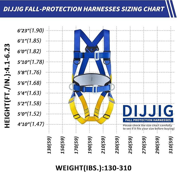 Universal Full Body Fall Protection Safety Harness with Dorsal D-Ring and Mating Buckle Legs，roofing harness construction harness ANSI/ASSP Compliant,internal Shock Absorbing landyard&Hook