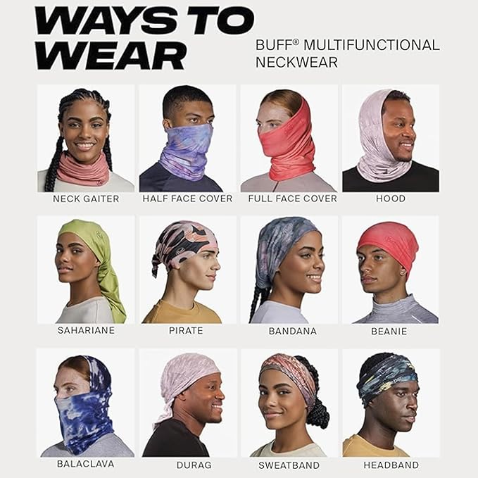 BUFF Original EcoStretch Neck Gaiter, UPF 50 Sun Protection, Breathable, Versatile, Quick Dry, Solid Colors, Adult Size