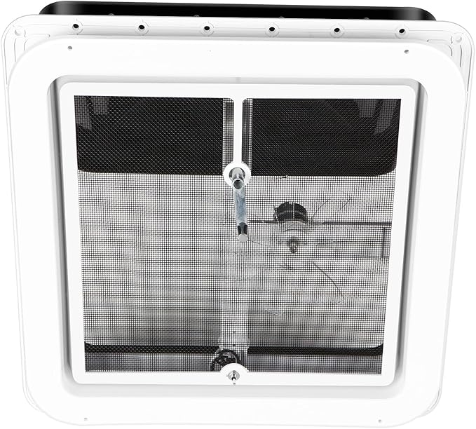 RV Roof Vent 12V Reversible FAN Kit 14" x 14" Manual Lift Black Lid