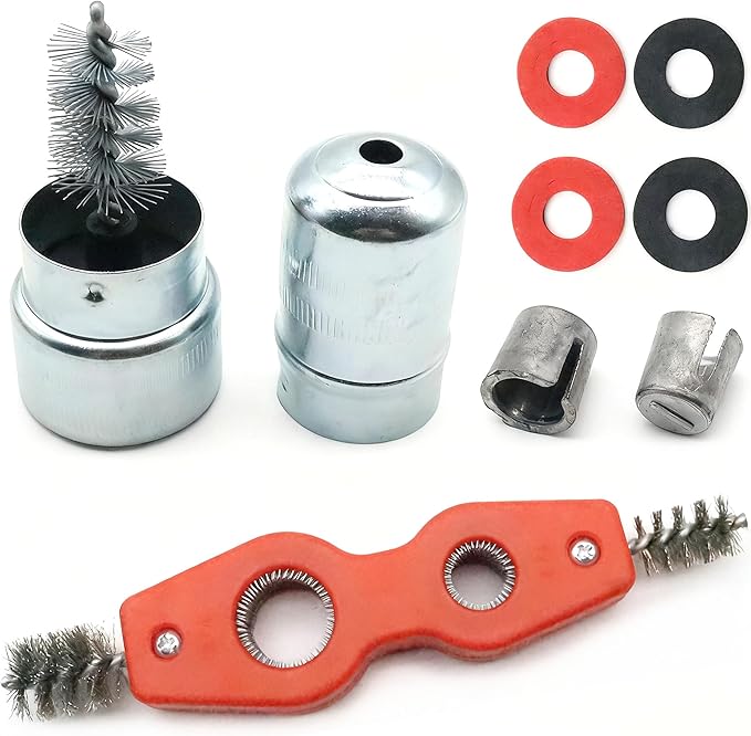 8pcs Set Battery Terminal Cleaner Kit, 4 in 1 Copper Pipe Cleaner & Battery Terminal Brush & 4pcs Fiber Washers & 2pcs Lead Shims