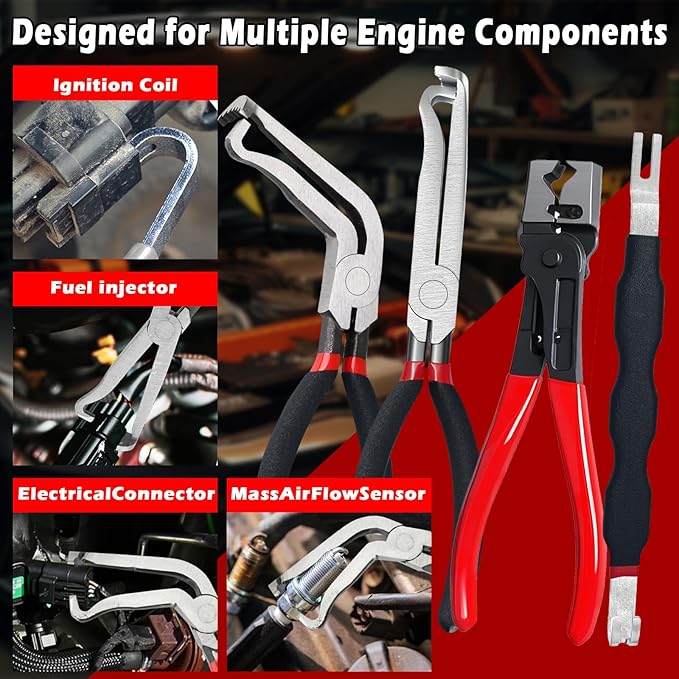Electrical Disconnect Pliers Set – Automotive Electrical Tools & Connector Removal Tool Kit with Hose Clamp Pliers, Wire Terminal Separator, and Car Plug Connector