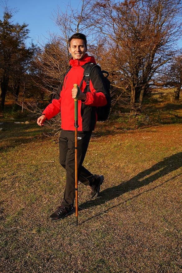 Trekking Pole - 1pc Pack Sassafras Wood Adjustable&Detachable Hiking or Walking Stick