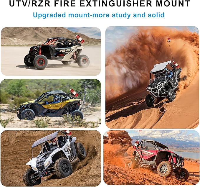 Fire Extinguisher Mount Bracket, Aluminum UTV Quick Release Fire Extinguisher Mount for 1.75''-2'' Roll Bar, Universal for UTV RZR Polaris Ranger, with 4 Clamps