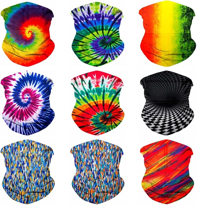 Sojourner Neck Gaiter, Bandana, Buff (9 Pack) - Face Cover for Men, Women, and Teens - Neck Warmer UV Sun Protection Gator