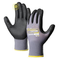 COOLJOB 3/12/36 Pairs Nitrile Rubber Dipped Safety Work Gloves with Grip Dots, Seamless Knit Nylon Gloves with 2 Fingers Touchscreen, Non-slip Coated for Warehouse, Home Improvement, Yard, Grey Small