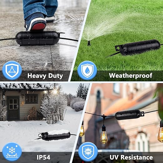 Outdoor Extension Cord Cover,NineLeaf IP54 4PK Small Weatherproof Extension Cord Safety Cover+1PK Extra Large Outdoor Electrical Box,7 Cable Seal Entry,Protect Timer,Power Strip,Holiday Light