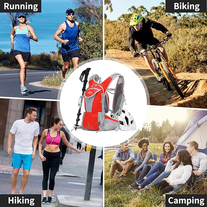 IX INOXTO Hydration Pack Backpack, Lightweight Water Backpack with 2L Hydration Bladder Daypack for Men Women,Running Hydration Vest for Trail Running Hiking Cycling Race Climbing