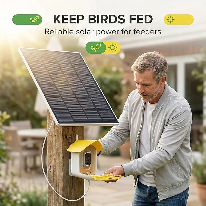 Solar Panel for Security Camera Outdoor, 3W USB C Solar Panel Charger with Micro USB Port, Small Solar Panel for Bird Feeder Camera, Outdoor Camera, Rechargeable Battery Powered Camera