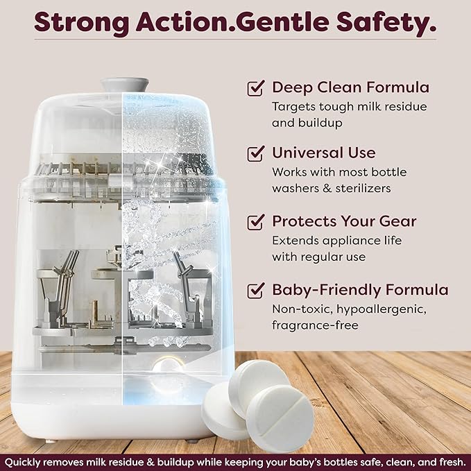 Descaling Tablets for Bottle Washer & Warmers - Descaler for Milk & Limescale Removal - Compatible with Momcozy, Baby Brezza & GROWNSY 20 Count