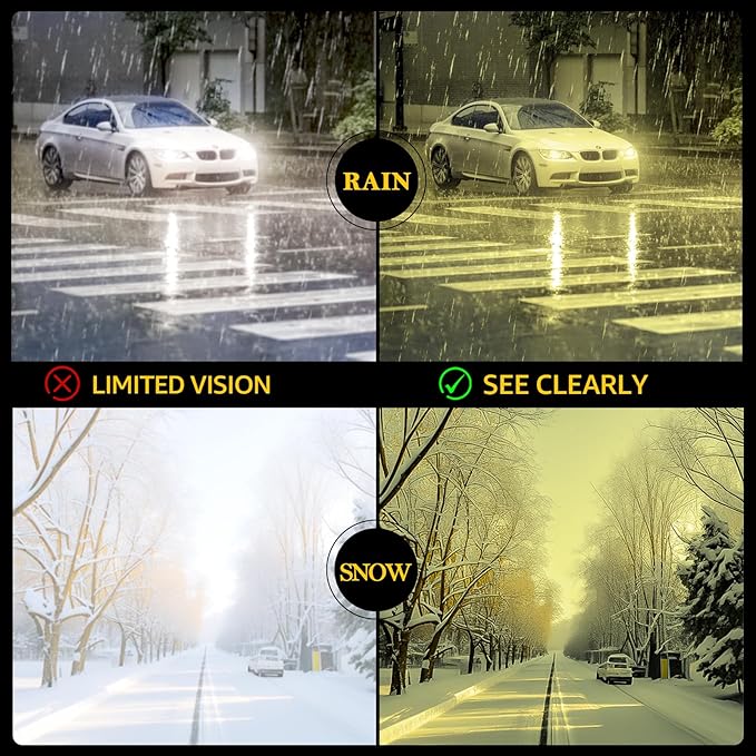 TJUTR Night Vision Driving Glasses for Men & Women, Polarized Anti Glare Yellow Lens Glasses for Night Time Safety TN2582N