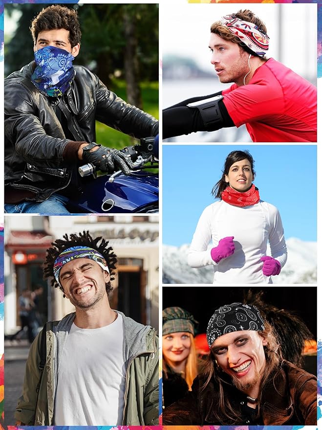 100 Pcs Bulk Neck Gaiters for Men Women Balaclava UV Face Mask Headband Face Covering Neck Tube Scarf Outdoor,100 Style