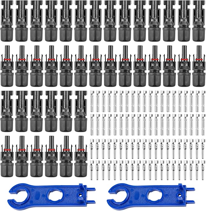 Solar Connectors - 20Pairs / 40PCS Solar Panel Connector Male Female with Dual Spanners IP67 Waterproof