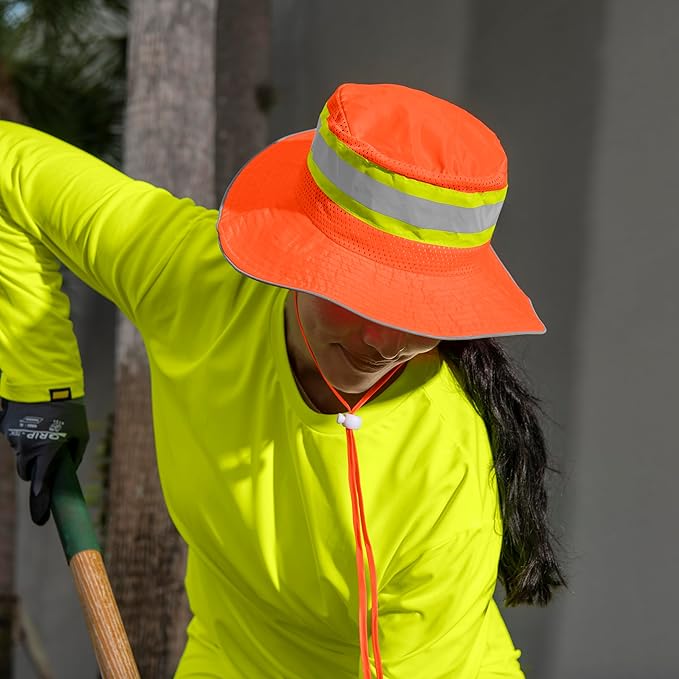 Ironwear 1271-O Booney Hat with Adjustable Neck Strap, LG, Orange (1)