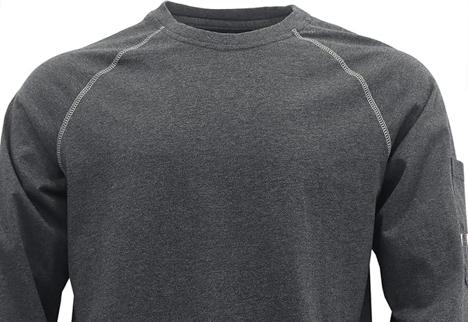 BOCOMAL FR Shirts Heather Series 6oz Flame Resistant T Shirt NFPA2112 CAT2 Fire Retardant Crew Work Shirt