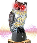 Ruolan Brid Owl Keep Birds Away,Owl Decoy with Flashing Eyes&Frightening Sound for Garden Yard Outdoor