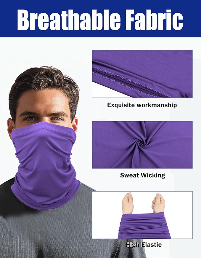 JHYWELL Cooling Neck Gaiter Face Mask, UV Protection Masks Gator, Windproof Bandana for Skiing, Fishing, Hiking, Cycling