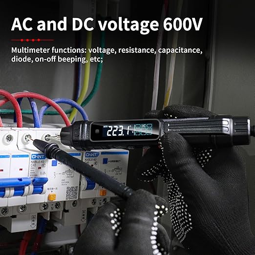 Pen Type Digital Multimeter Voltage Tester NCV Non-Contact Meter 600V Voltmeter, Measure AC DC Voltage Resistance Diode Capacitor Frequency Continuity for Electrician Tools
