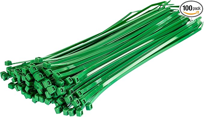 GTSE 12 Inch Green Zip Ties, 100 Pack, 40lb Strength, UV Resistant Long Nylon Cable Ties, Self-Locking 12" Tie Wraps