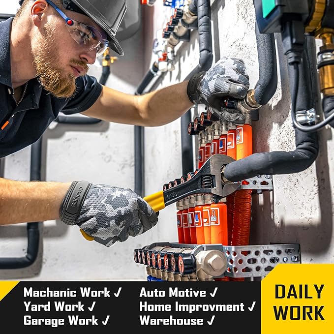 COOLJOB Mechanic Safety Work Gloves, Enhanced Anti-Slip Grip Tactical Gloves, Touchscreen, Breathable, Ultra-Soft, S-XL
