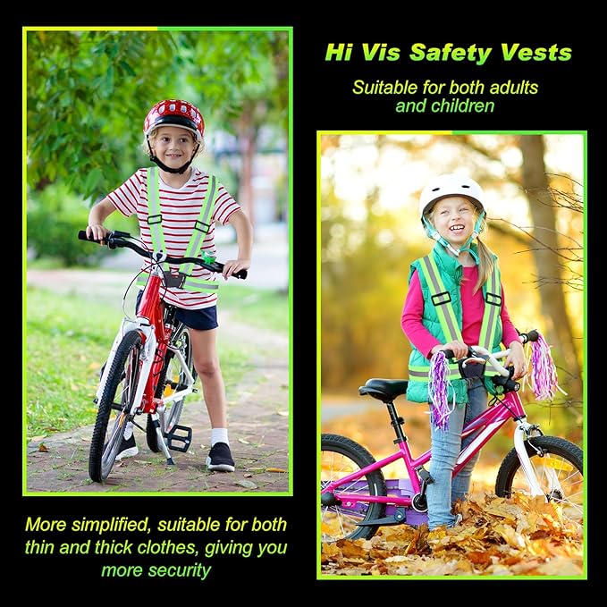 Hercicy 4 Pcs Reflective Vest High Visibility Safety Vests, Adjustable Running Gear Straps Lightweight Reflector for Construction (Green)