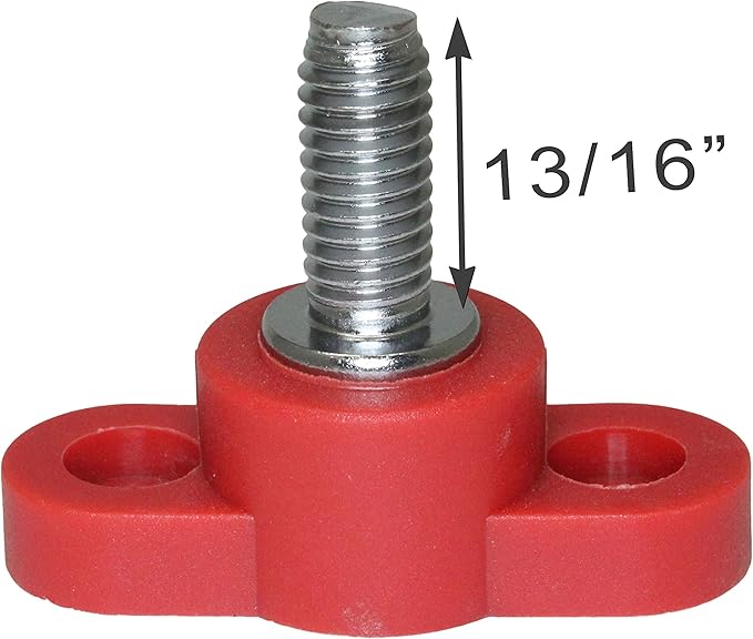 Positive Insulated Battery Power Junction Post Block 3/8 Lug X 16 Thread (Red & Black Set) Stainless Steel Stud