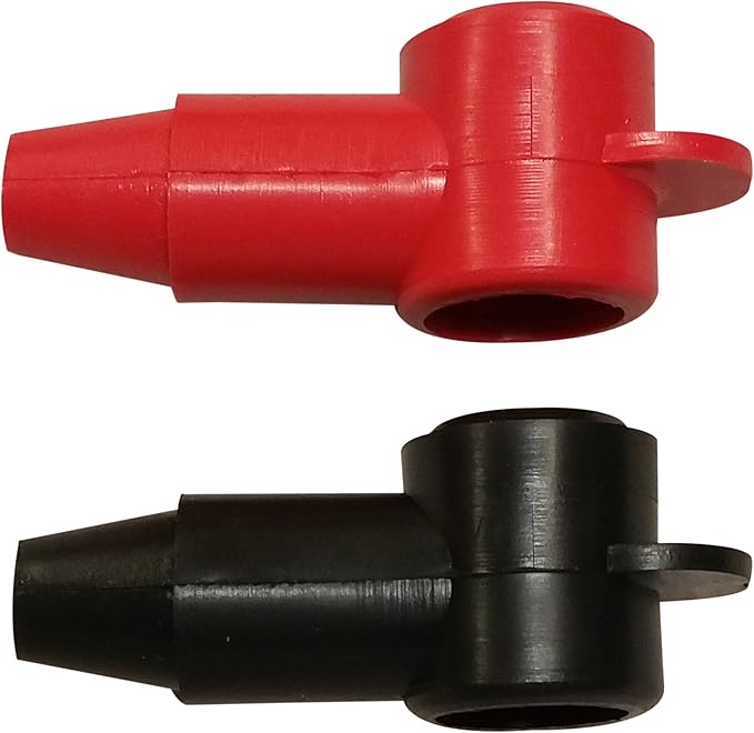 (Red & Black) 5/16" Stud Terminal Cover - Electrical Battery Connection Insulator (2 Pack)