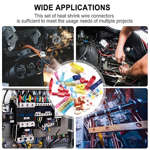 Twidec/1530PCS Ultimate Heat Shrink Wire Connectors Kit,Waterproof Electrical Spade Connector Kit,Copper Cable Wire Lug Insulated Crimp Spade Fork Ring Terminal T-Tap Butt Splice Male Female Connector