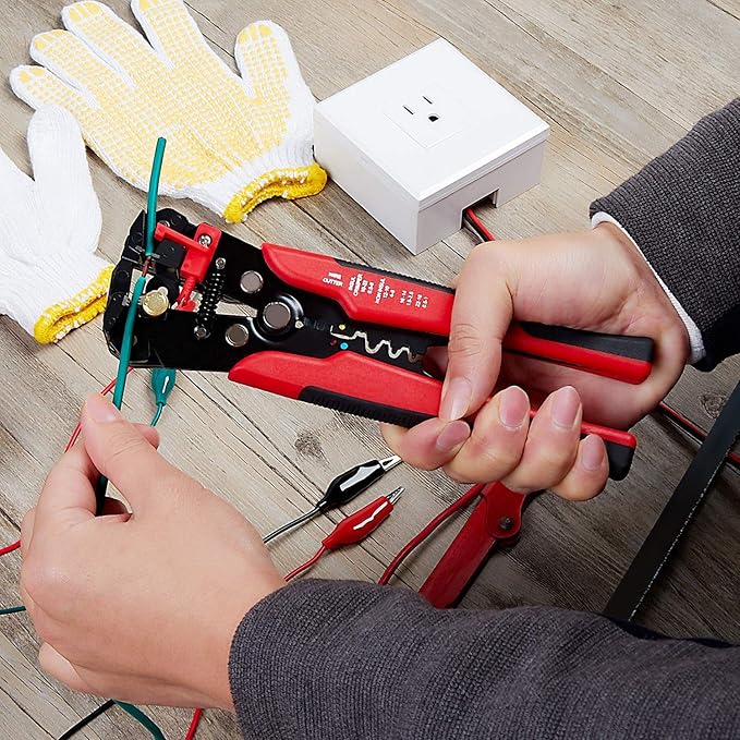 3 in 1 Self-Adjusting Wire Stripper Cutter, Wire Crimping Tool Wire Pliers for Wire Stripping, Cutting, Crimping 10-24 AWG (0.2-6.0mm²)