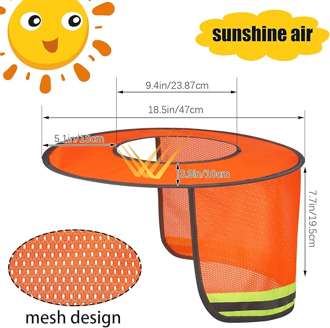 Jspupifip 20 Pack Hard Hat Sun Shade Full Brim Sun Shield High Visibility Visor with Reflective Strip for Hard Hat Accessories Construction Sites