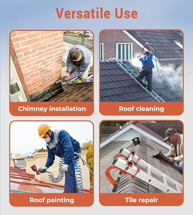 Ladder Roof Hook with Wheel, Heavy Duty Roof Safety Ladder Stabilizer, 500 lbs Weight Rating, Roof Ridge Ladder Hook, Ladder Hooks for roof Secure