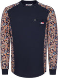 BOCOMAL FR Shirts Crewneck 5.5oz Lightweight Cotton Paisley Camo Two-Tone Flame Resistant Long Sleeve CAT2 Work Shirt