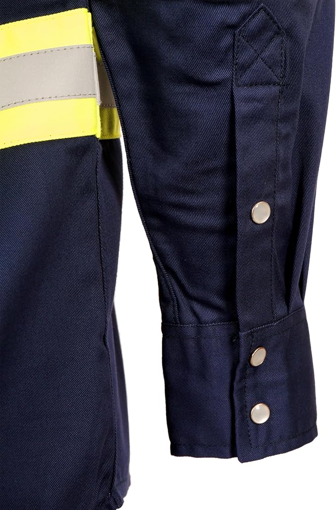 BOCOMAL FR Shirts for Men Hi Vis High Visibility 6.5oz Lightweight Type O Flame Resistant Refective Safety Shirt