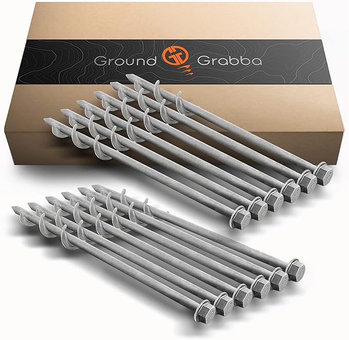 GROUNDGRABBA Screw in Tent Stake for Sand and Loose Ground | Premium Drill Driven Ground Anchor Earth Screws | Sand Screw Anchor | 12x GroundGrabba Pro 1 Stakes