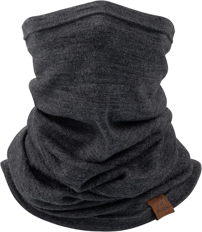 ACUSHLA 100% Merino Wool Neck Gaiter for Men & Women Ski Face Mask Winter Scarf Neck Warmer All Weather, Midweight Maple Leaf