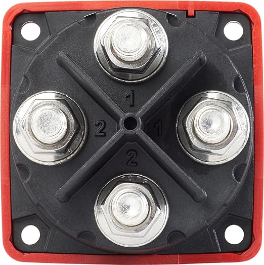 Blue Sea Systems Mini Dual Circuit Plus Battery Switch, Red, 6011 m‑Series
