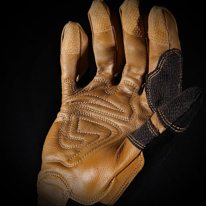 Ironclad Ranchworx Work Gloves RWG2, Premier Leather Work Glove, Performance Fit, Durable, Machine Washable, (1 Pair), RWG2-05-XL,Brown/Black