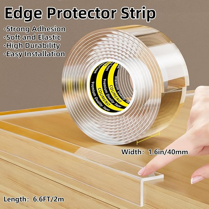 Clear Edge Protector,Safe Corner Protector, Anti-Sharp Edge Protector, for Furniture, Drawers, Tables, Cabinets 1.6inX6.6FT
